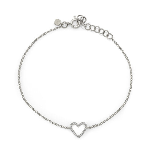 Open Heart Bracelet 14K/Diamond