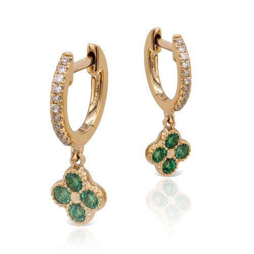 Small Emerald & Diamond Clover Earring