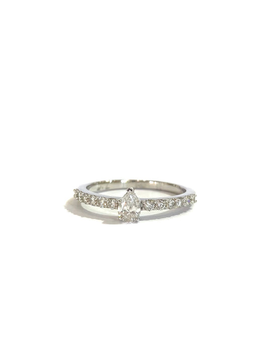 Diamond Band with Pear Shape Center Ring