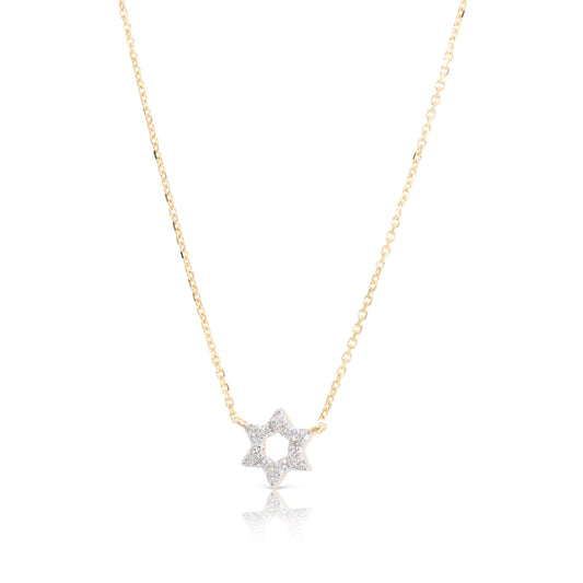GOLD AND DIAMOND STAR OF DAVID NECKLACE