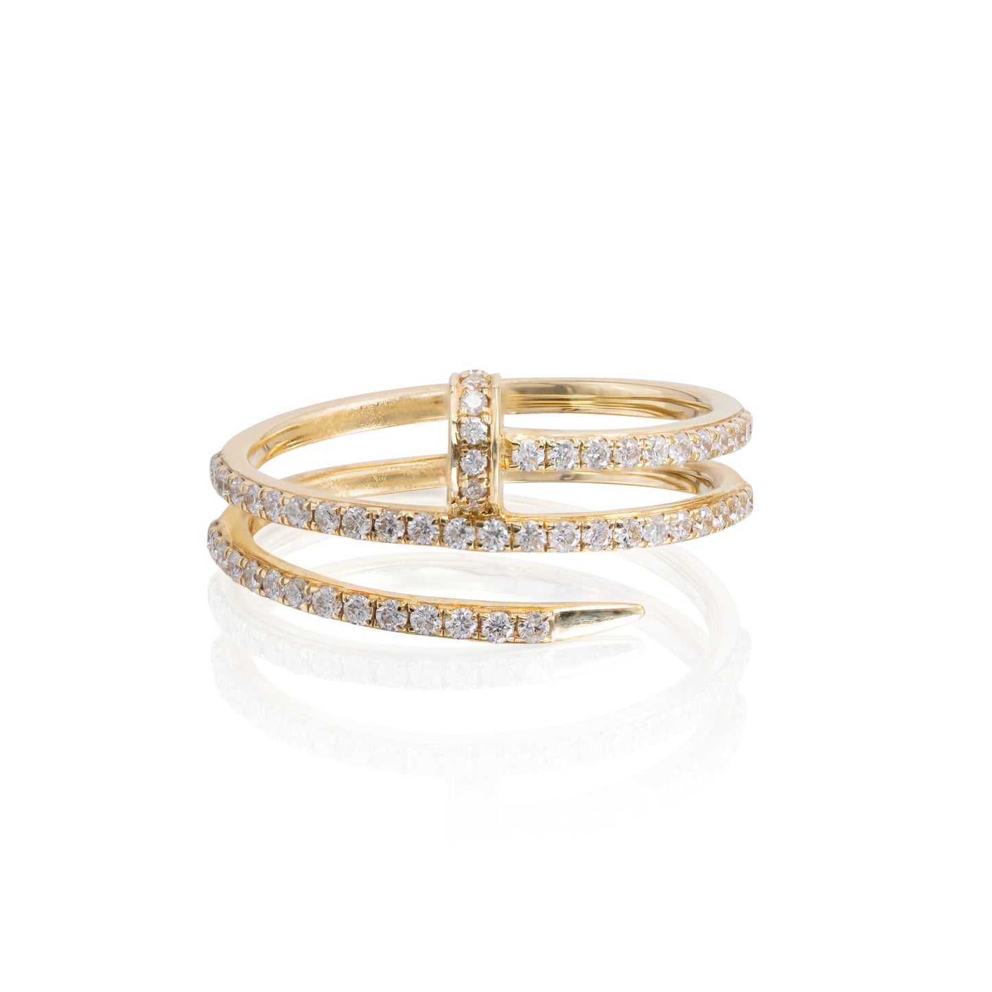 14K GOLD AND DIAMOND COIL RING