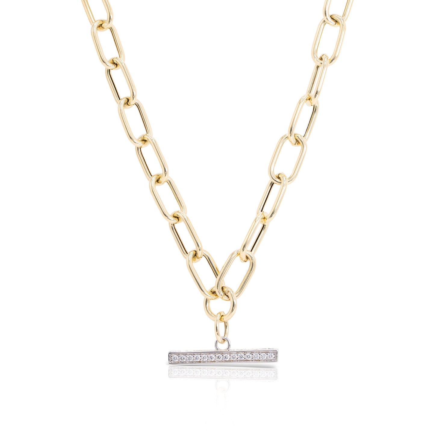 GOLD CHAIN WITH DIAMOND TOGGLE NECKLACE