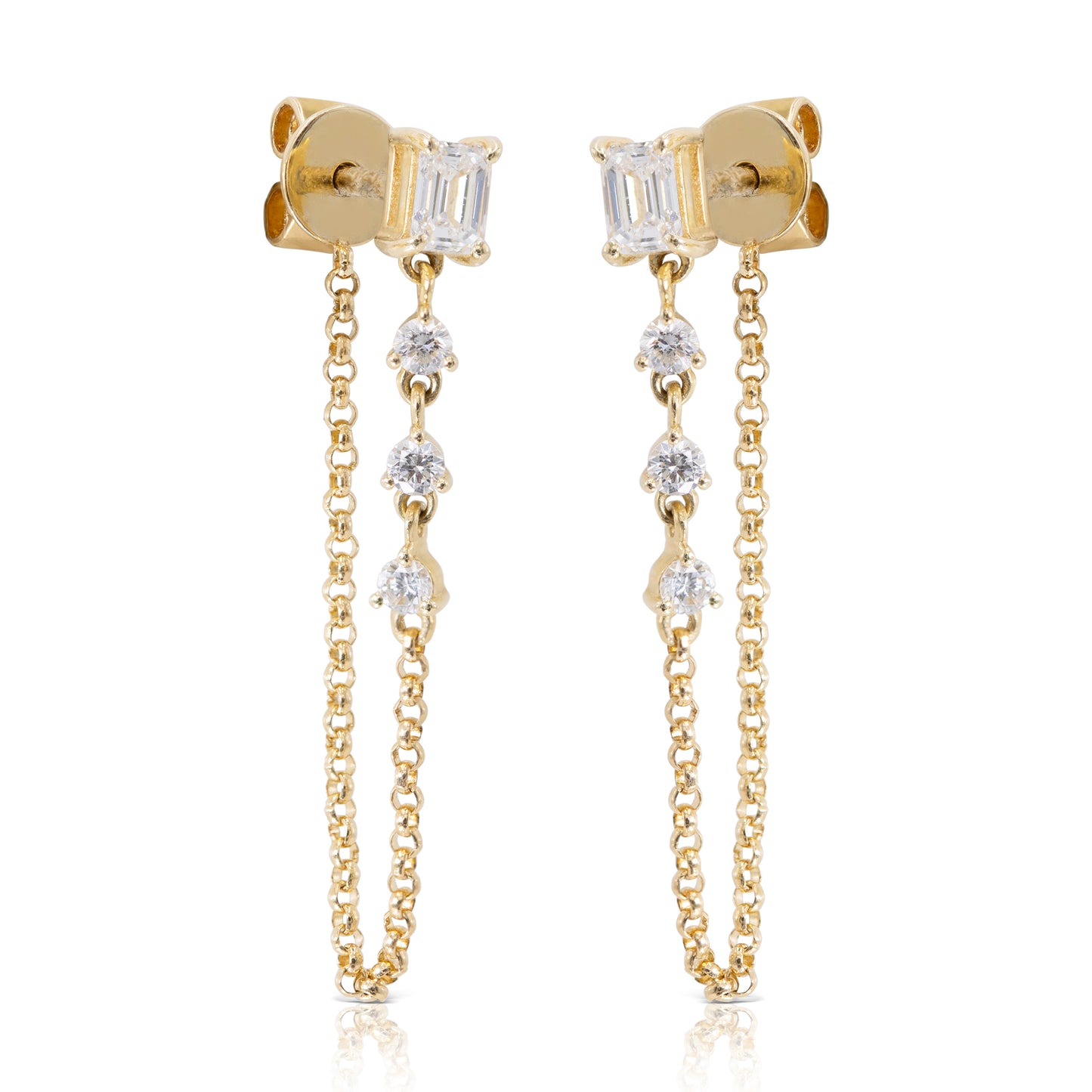 14K GOLD AND DIAMOND CHAIN EARRING