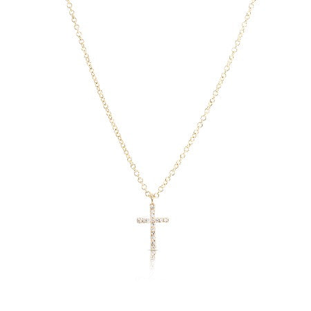 14K GOLD AND DIAMOND CROSS NECKLACE