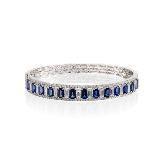 14k WHITE GOLD BRACELET WITH DIAMOND AND SAPPHIRE