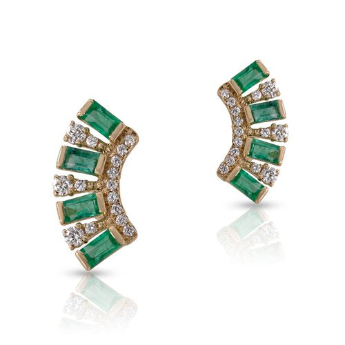 Emerald & Diamond 14K Ear Climber