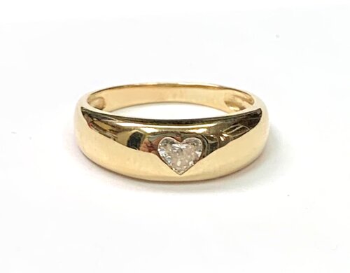 Diamond Heart Yellow Gold Ring
