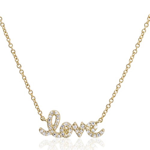 Diamond Script Love Necklace