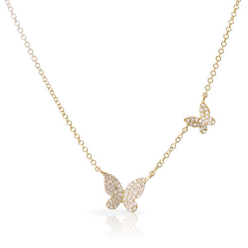 Gold & Diamond Double Butterfly Necklace