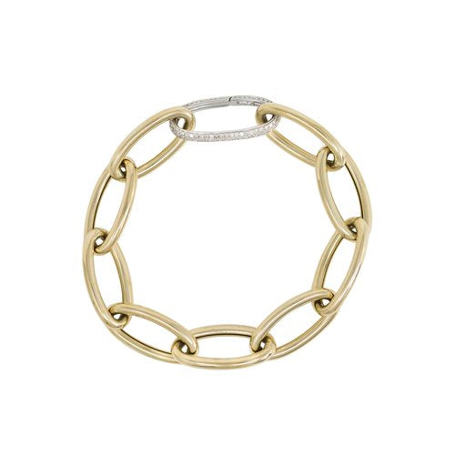 Large Gold & Diamond Oval Link Bracelet