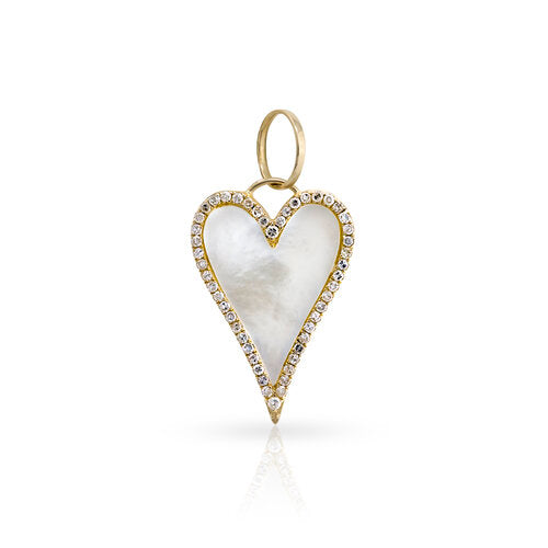 POINTED MOTHER OF PEARL/DIAMOND HEART CHARM