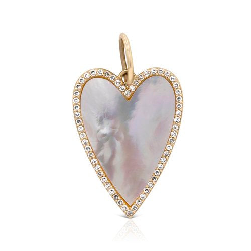 Mother of Pearl & Diamond Heart Charm